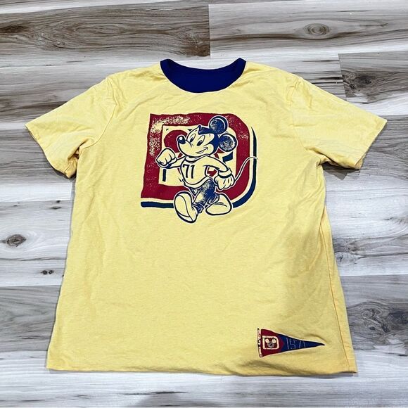 Disney Other - Walt Disney World Reversible Blue Yellow 1971 Mickey Graphic Tee Men’s Medium